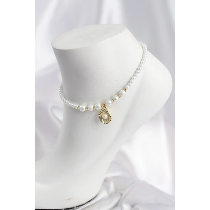 Beyaz İnci İstiridyeli Model Halhal 5886