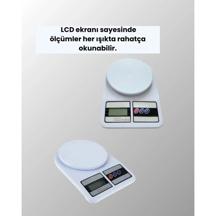 Beyaz Plastik Dijital Mutfak Tartısı – 24x16.8x1.5cm