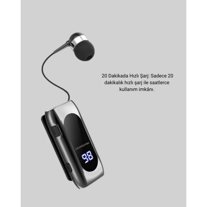 Bluetooth 5.2 Klipsli Kablosuz Kulaklık – Dijital Ekran & Titreşimli Uyarı