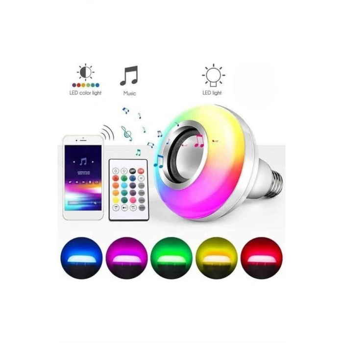 Bluetooth Hoparlör Akıllı Rgb Led Işık Renk Değiştirme Ses Bombası Ampül Görünümlü
