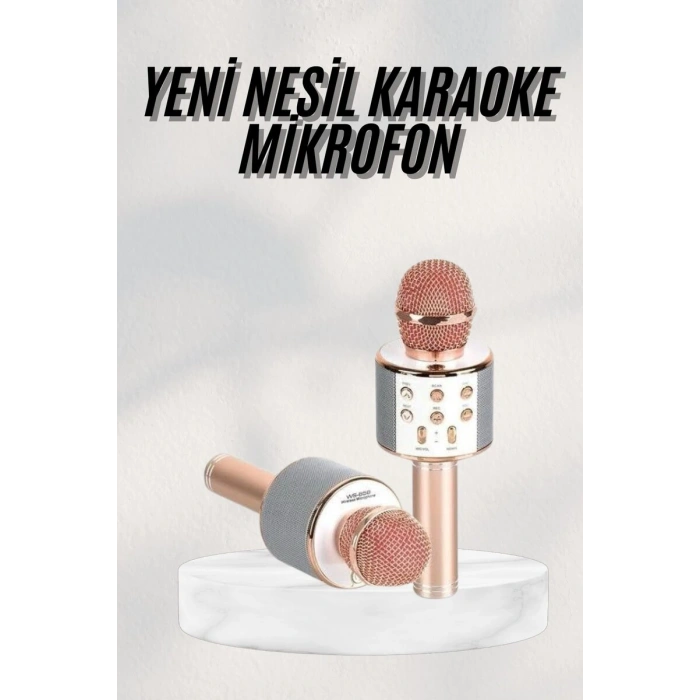 Bluetooth Hoparlör USB AUX SD Kart Kaoroke Mikrofon Uzun Pil Ömrü