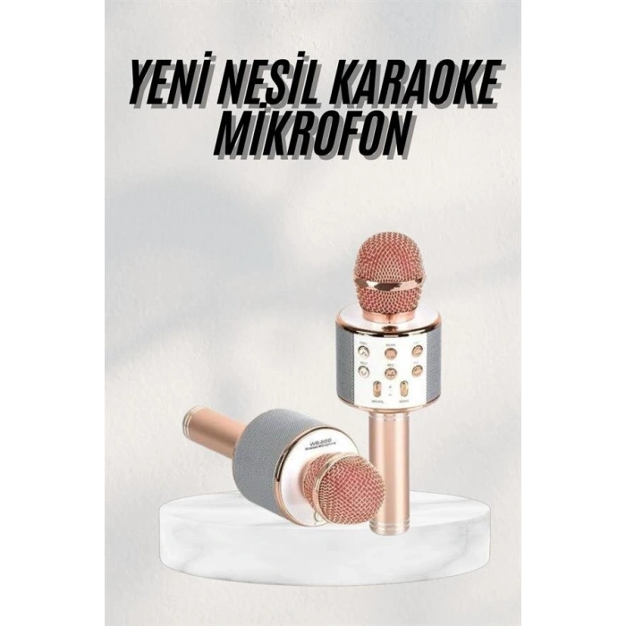 Bluetooth Hoparlör USB AUX SD Kart Kaoroke Mikrofon Uzun Pil Ömrü