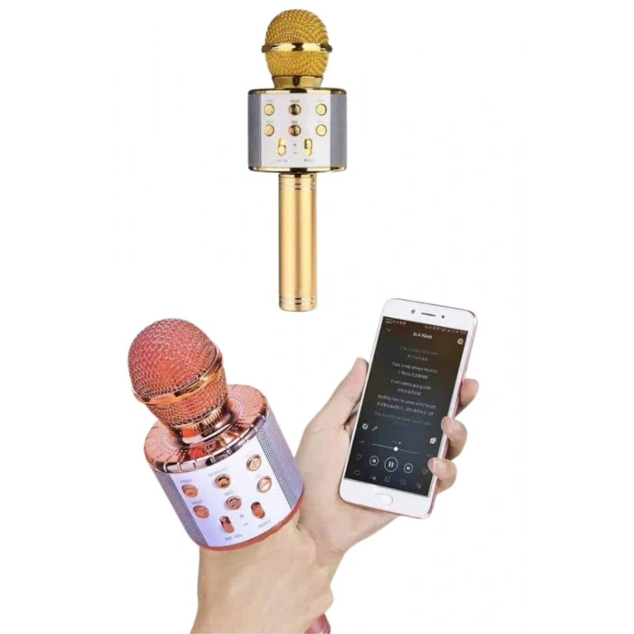 Bluetooth Hoparlör USB AUX SD Kart Kaoroke Mikrofon Uzun Pil Ömrü