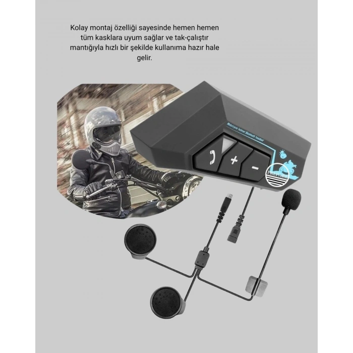 BT22 Kask Bluetooth Kulaklık 5.0 Gürültü Engelleyici ve Eller Serbest Kullanım
