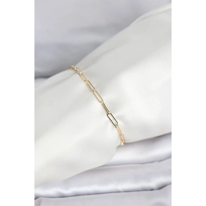 CM 14K Gold Renk Ataç Zincir Model Kadın Bileklik 5886
