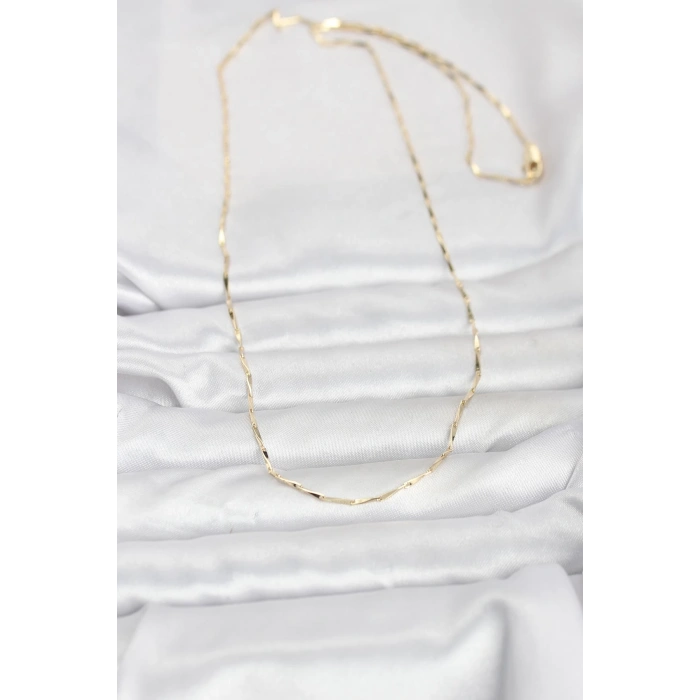 CM 14K Gold Renk Çubuk Kesme Zincir Model 60 cm Kadın Kolye 5886