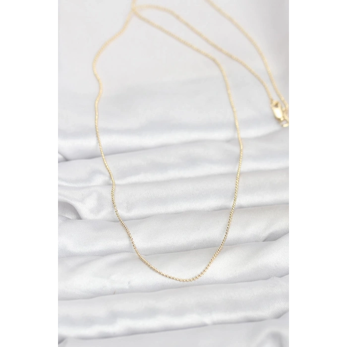 CM 14K Gold Renk İnce Top Zincirli 60 cm Kadın Kolye 5886
