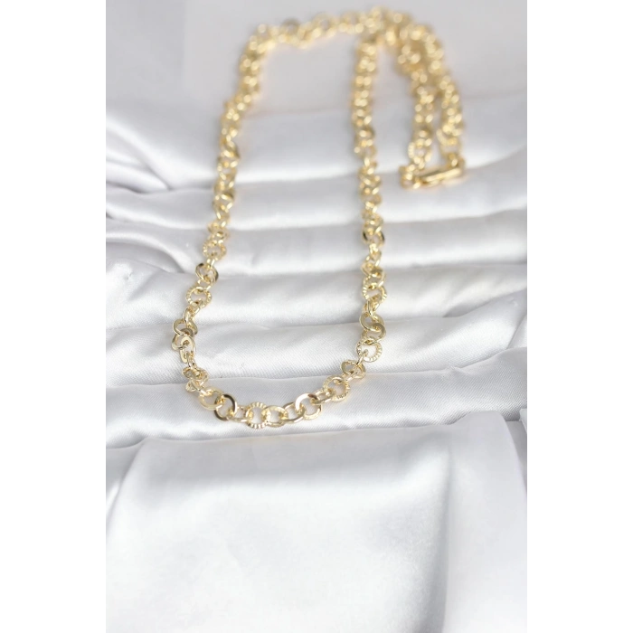 CM 14K Gold Renk Kalın Halka Zincirli 60 cm Kadın Kolye 5886