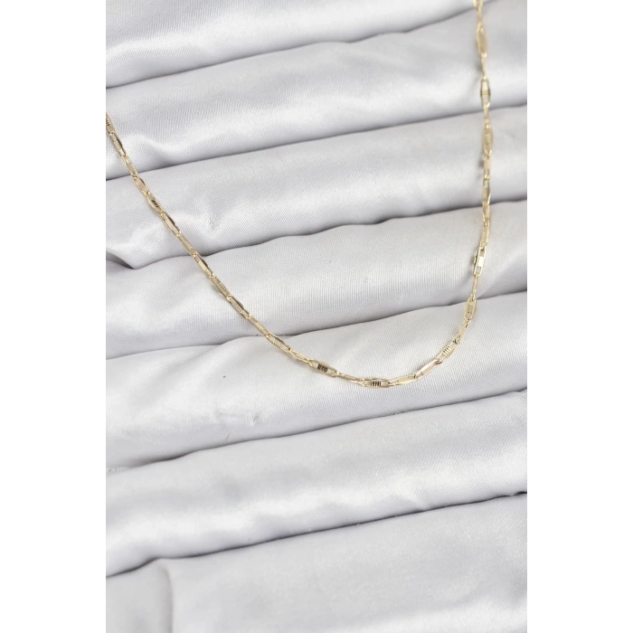 CM 14K Gold Renk Pirinç Ataç Zincir 60 cm Kadın Kolye 5886