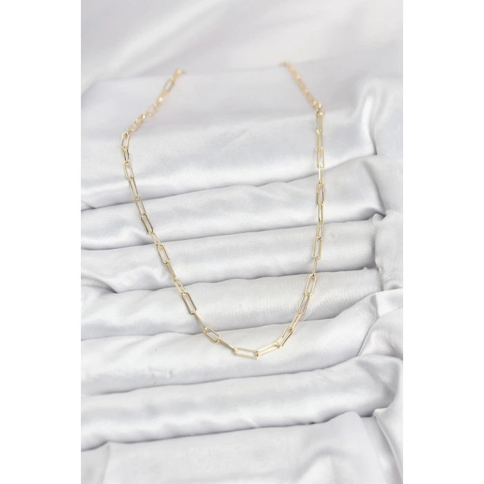 CM 14K Gold Renk Pirinç Ataç Zincir Kadın Kolye 5886
