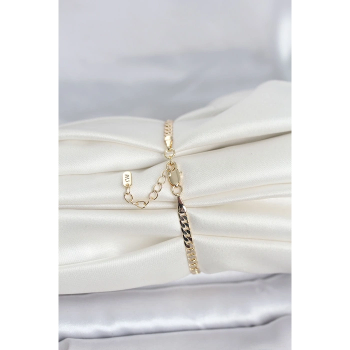 CM 14K Gold Renk Zincirli Model Kadın Bileklik 5886
