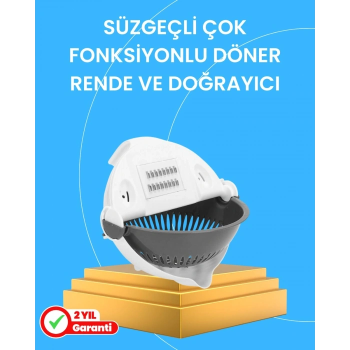 Çok Fonksiyonlu Dilimleyici ve Süzgeçli Mutfak Aparatı