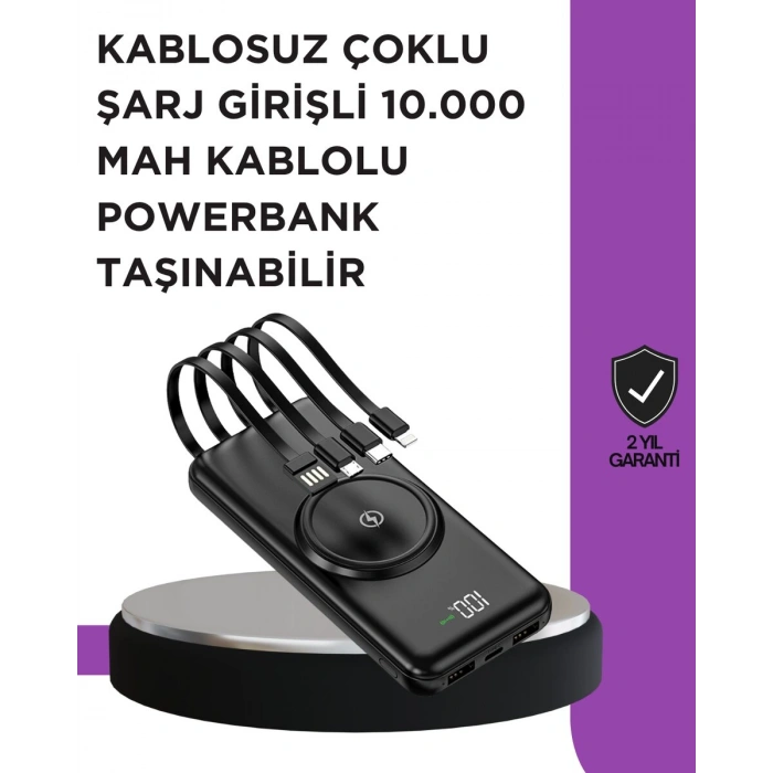 Çoklu Cihaz Uyumu ile Kablolu ve Kablosuz Şarj – Pratik Powerbank