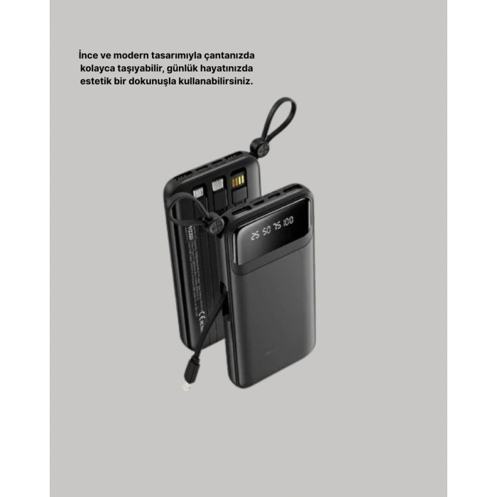 Çoklu Güvenlik Korumalı 20.000 mAh Powerbank Fener Özellikli