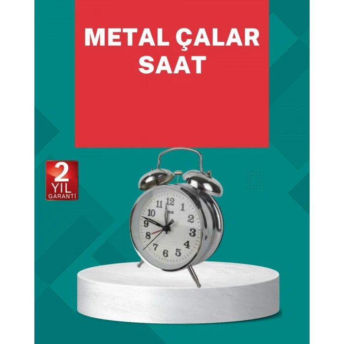 Dekoratif Gümüş Işıklı Alarmlı Masa Saati Sessiz Mekanizma