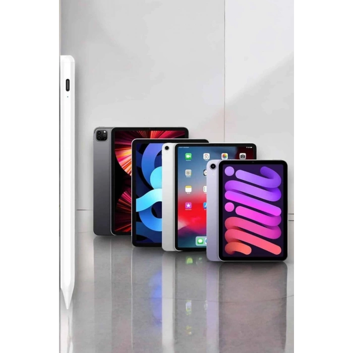 Dokunmatik Kalem Beyaz Şarjlı Yedek Uçlu Android ve İOS Uyumlu