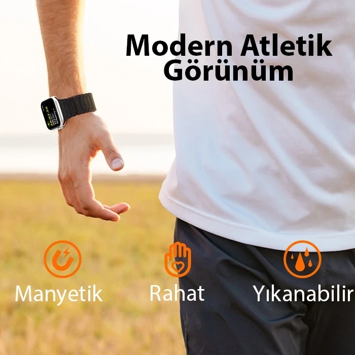 Dux Ducis Apple Watch 38/40/41MM için Manyetik Armor Silikon Kordon Kayış-(5775)