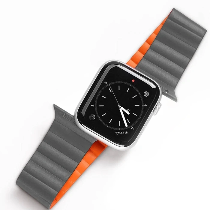 DUX DUCIS Apple Watch 38/40/41MM için Manyetik Zincir Versiyon PU Deri Kayış Kordon-(5775)