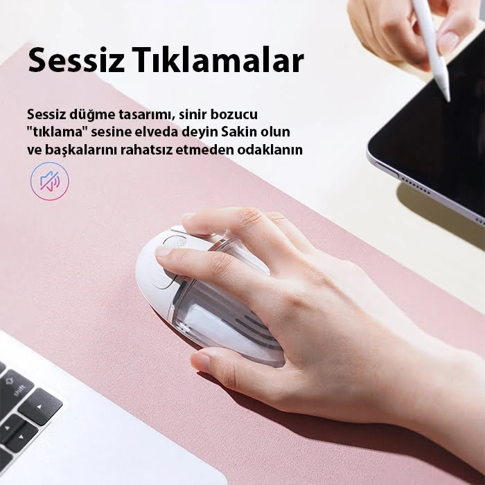 Dux Ducis CM Series Kablosuz Bluetooth 2.4GHz Şeffaf Mouse-(5775)