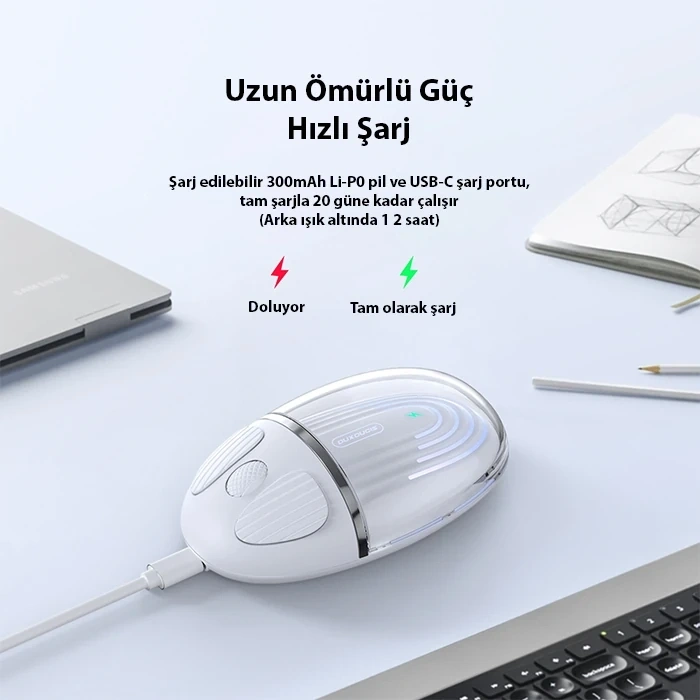 Dux Ducis CM Series Kablosuz Bluetooth 2.4GHz Şeffaf Mouse-(5775)