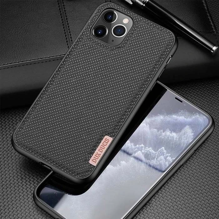 Dux Ducis Fino Serisi iPhone 11 Pro 5.8inç Kılıf Premium Dokuma Silikon Kılıf-(5775)