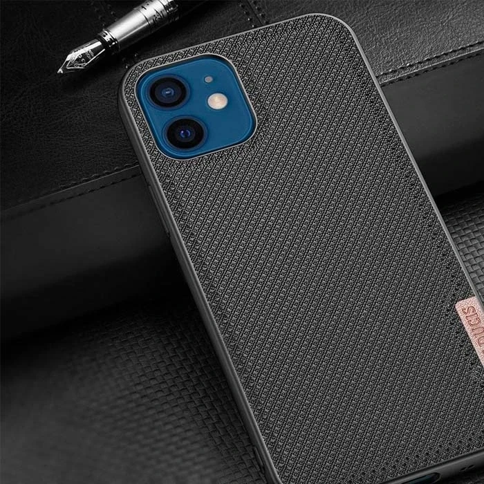Dux Ducis Fino Serisi iPhone 12 -12 Pro 6.1inç Kılıf Premium Dokuma Silikon Kılıf-(5775)
