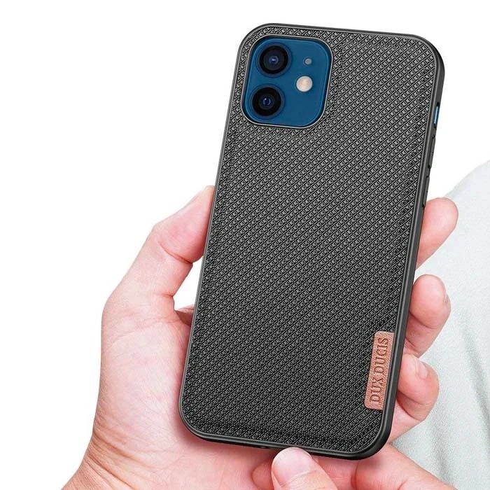 Dux Ducis Fino Serisi iPhone 12 -12 Pro 6.1inç Kılıf Premium Dokuma Silikon Kılıf-(5775)