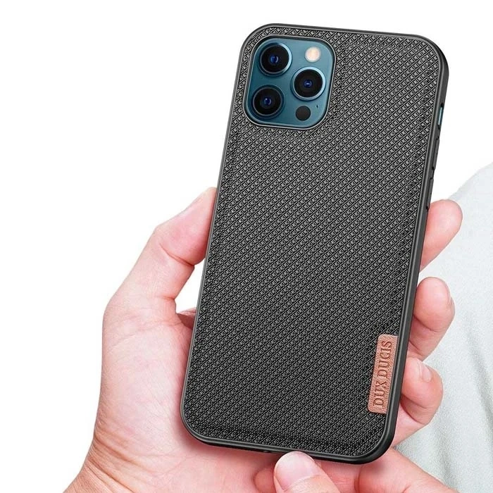 Dux Ducis Fino Serisi iPhone 12 Pro Max Kılıf Premium Dokuma Silikon Kılıf-(5775)