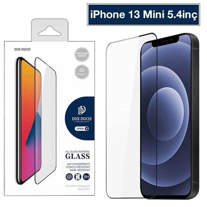 Dux Ducis  iPhone 13 Mini 5.4inç Tempered Cam Ekran Koruyucu 10D Full Kaplama-(5775)