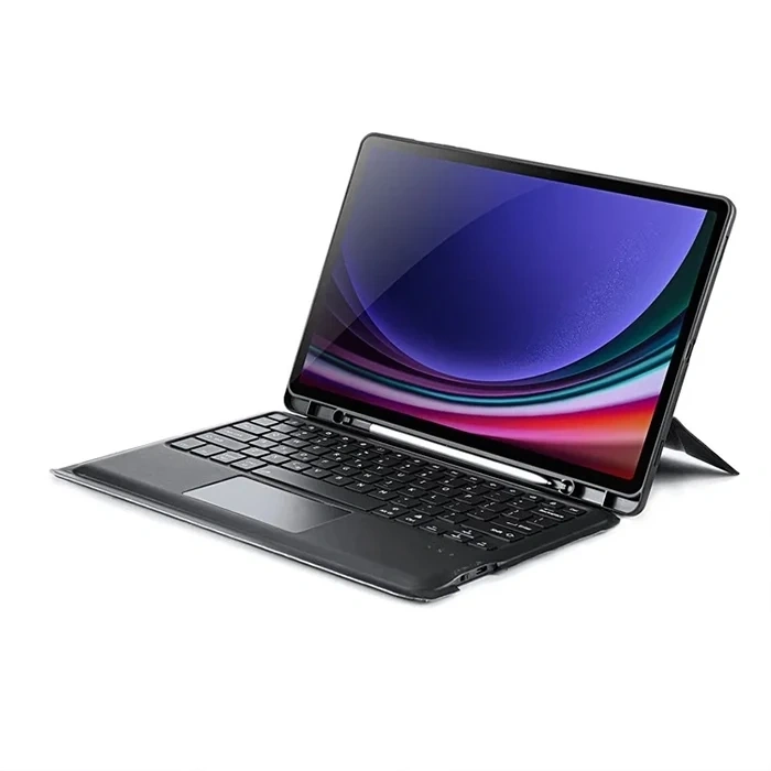 DUX DUCIS Samsung Galaxy Tab S9 + Ayrılabilir Bluetooth Klavye Touchpad PU Deri Kılıf-(5775)