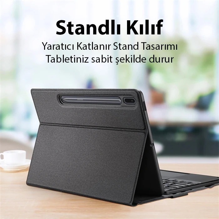 Dux Ducis SM Galaxy Tab S8 Plus-S7 Plus-S7 FE ile Uyumlu Bluetooth Klavye Touchpad Kılıf-(5775)
