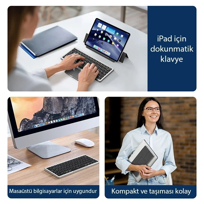 Dux Ducis Universal OK Series Kablosuz Bluetooth Klavye Touchpad Kılıf-(5775)