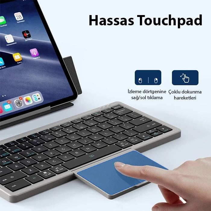 Dux Ducis Universal OK Series Kablosuz Bluetooth Klavye Touchpad Kılıf-(5775)