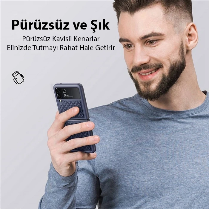 Dux Ducis Venice Series Samsung Galaxy Z Flip4 5G için Premium Deri Kılıf-(5775)