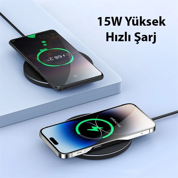 Duzzona W8 15W Masaüstü Wireless Hızlı Kablosuz Şarj Cihazı-(5775)