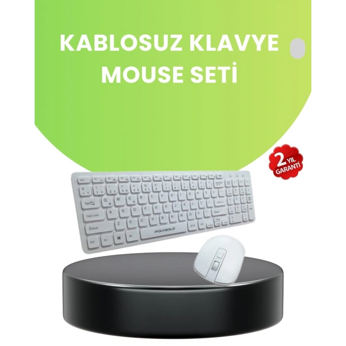 Ergonomik Kablosuz Klavye Mouse Takımı - Tam Boy Sessiz ve Güvenilir
