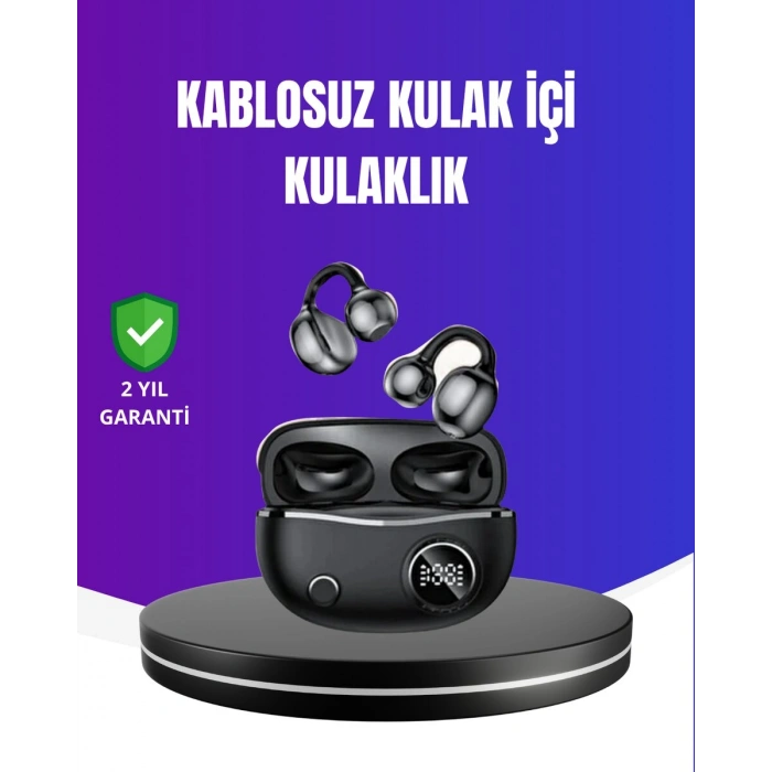 Ergonomik Klipsli Kablosuz Kulaklık – 30 Saat Pil ve Dokunmatik Kontrol Özelliği