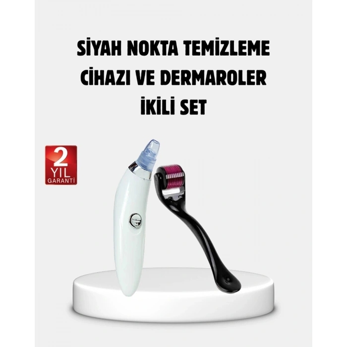Evde Profesyonel Cilt Bakımı Dermaroller + Siyah Nokta Temizleyici Setı
