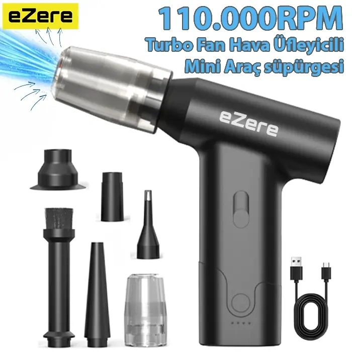 EZERE J02 Çift fonksiyonlu mini Araç süpürgesi & Turbo Fan Hava üfleyici-(5775)