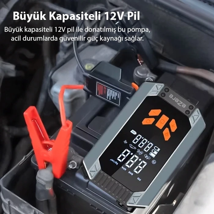EZERE ST-9632D Taşınabilir Araç Lastik Şişirme Ve Starter Akü Takviye Seti-(5775)