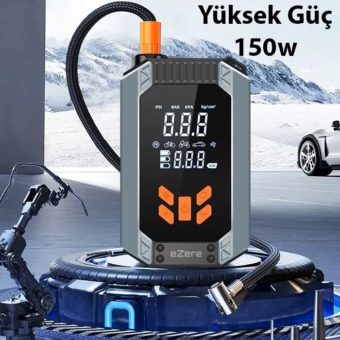 EZERE ST-9632D Taşınabilir Araç Lastik Şişirme Ve Starter Akü Takviye Seti-(5775)