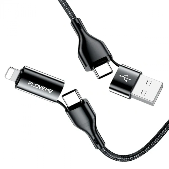 Floveme 4in1 USB To Type C -Type to Type Kablosu+iPhone Başlık USB 1M-(5775)