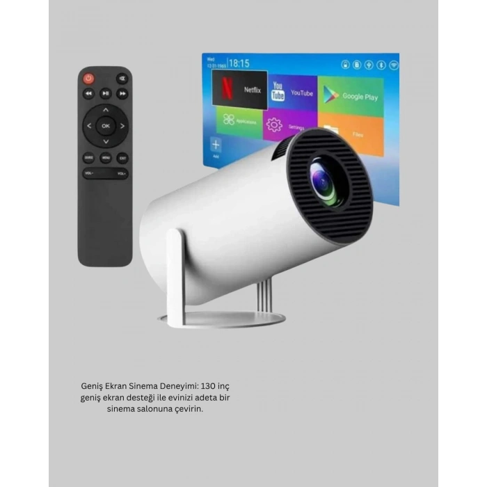 Full HD 4K Destekli Akıllı Projeksiyon – 130 inç Ekran Uzun Ömürlü Ampul ve Çoklu Giriş
