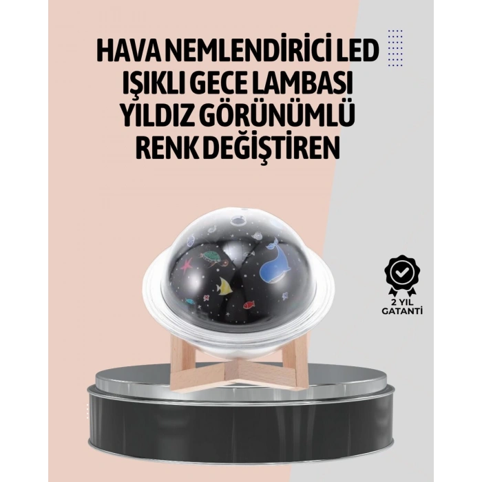 Gece lambası özellikli taşınabilir nemlendirici ve aromaterapi cihazı USB girişli