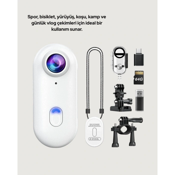 Geniş Açı Lensli WiFi Spor ve Vlog Kamerası