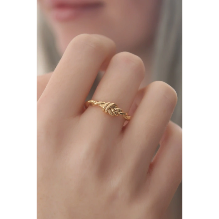Gold Renk Halat Düğüm Model Kadın Yüzük 5886