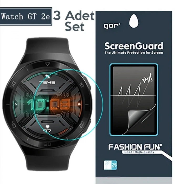Gor Huawei Watch GT2E Darbe Emici Ekran Koruyucu 3 Adet Set-(5775)
