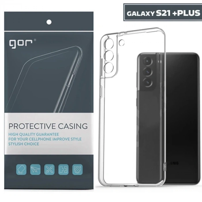 GOR Samsung Galaxy S21+ Plus Kılıf Kamera Korumalı Şeffaf Silikon Kılıf-(5775)