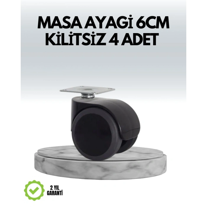 Halı ve Beton Uyumlu Kilitsiz Mobilya Tekerleği 4’lü