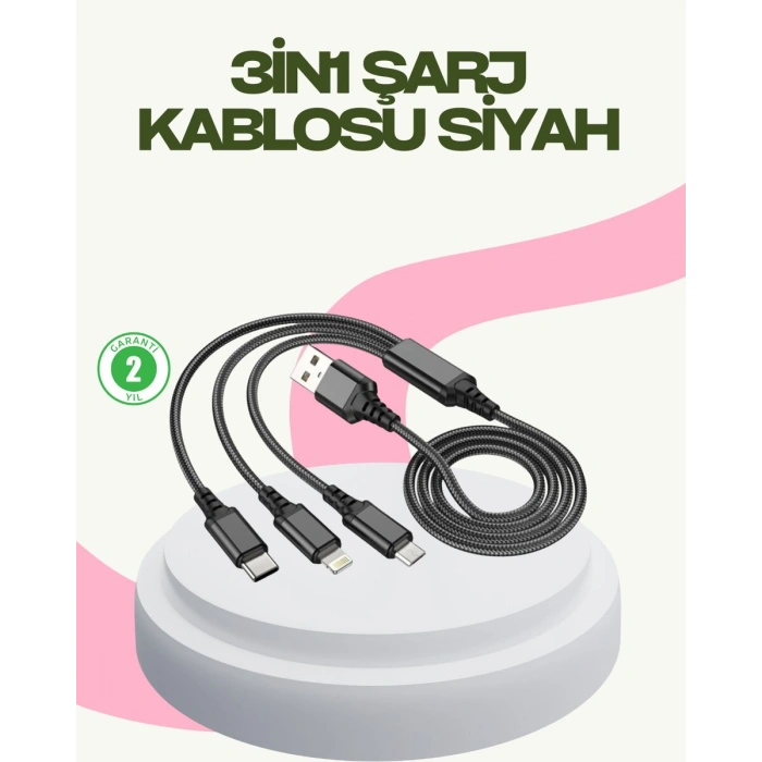 Hızlı Şarj Destekli Çoklu Şarj Kablosu – Seyahat ve Günlük Kullanım